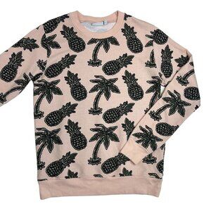 Wezc Mens Unisex Pineapple Palm Tree Print Sweat Shirt Size M Mens Womens Large